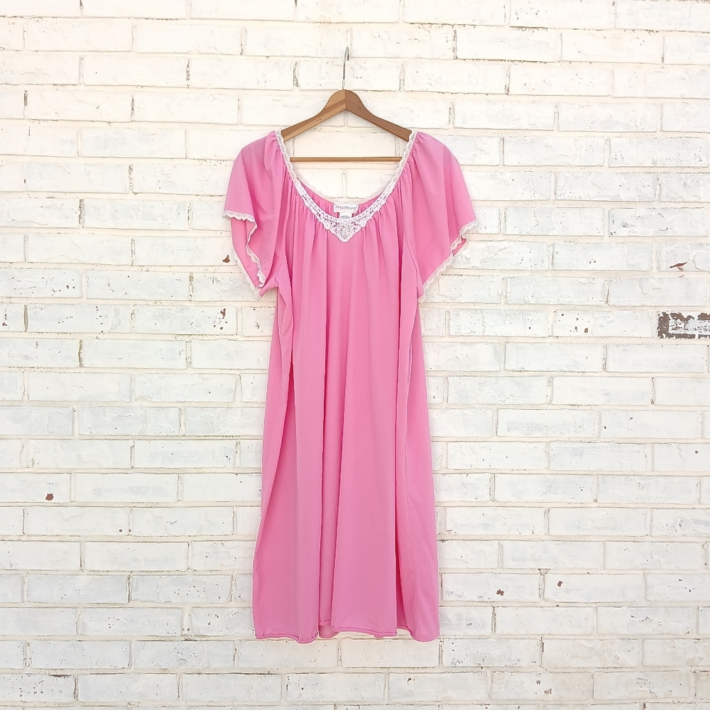 Vintage Shadowline Nightgown Pink Babydoll Large